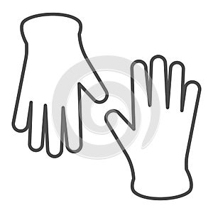 Medical gloves thin line icon, healthcare concept, pair of surgical latex glove sign on white background, protective