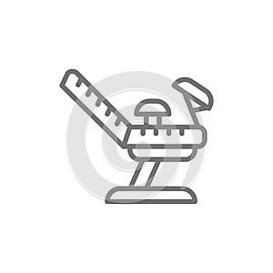 Medical gynecological chair, pregnancy line icon.