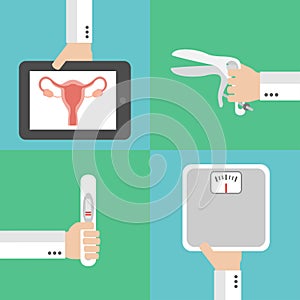 Medical gynecology and pregnancy flat design set