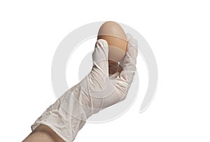 Medical hand holding egg