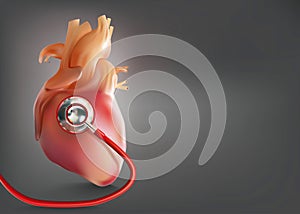 Medical Headphones with Heart or Cardiac Arrest in 3D Illustration Format