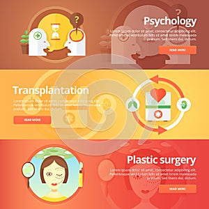 Medical and health banners set. Sexology. Transplantation.