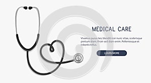 Medical and Health care concept, stethoscope heart shape.Vector