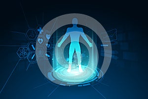 Medical health care human body diagnostics template concept back