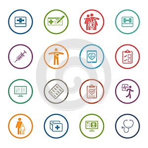 Medical & Health Care Icons Set. Flat Design.