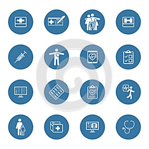 Medical and Health Care Icons Set. Flat Design.