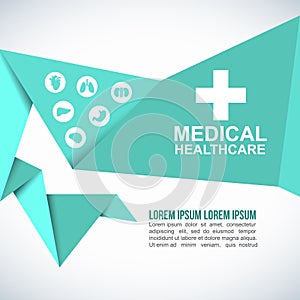 Medical Health care Paper Origami Polygonal Shape vector background