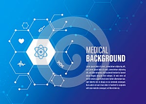 medical health care and science icon pattern innovation concept background vector design with hexagon pattern