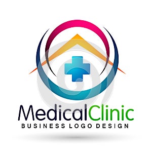 Medical health family care clinic people healthy life care logo design icon on white background