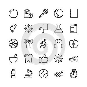 Medical, Health and Fitness Line Vector Icons 6