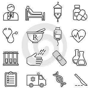 Medical, health, healthcare line icons