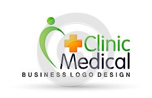 Medical health heart care clinic people healthy life care logo design icon on white background