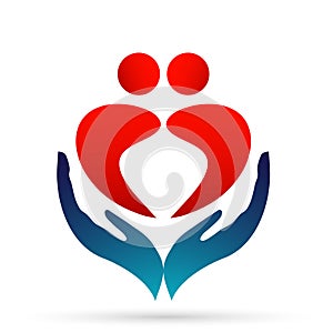 Medical health heart care clinic people healthy life care logo design icon on white background