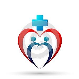 Zdravotné srdce starostlivosť klinika zdravý život starostlivosť označenie organizácie alebo inštitúcie dizajn ikona na bielom 
