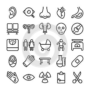 Medical, Health and Hospital Line Vector Icons 3