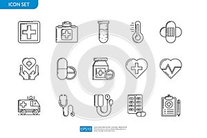 Medical and Health icon set. thin line stroke style