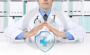 Medical health insurance concept, cross symbol