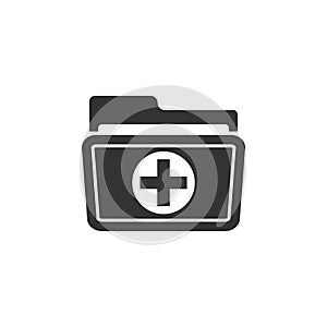 Medical health record folder for healthcare icon isolated. Patient file icon. Medical history symbol. Flat design