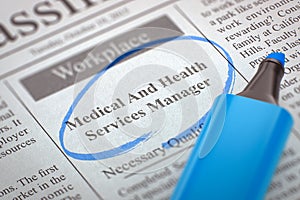 Medical And Health Services Manager Hiring Now. 3D. photo
