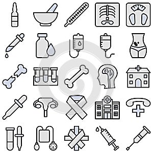 Medical and Health Vector icons Set fully editable