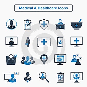 Medical and Healthcare Icon set.