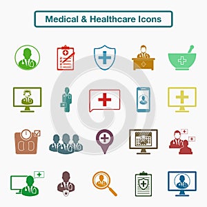 Medical and Healthcare Icon set.