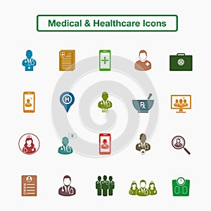 Medical and Healthcare Icon set.