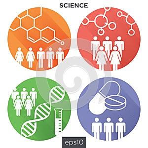 Medical Healthcare Icons with People Charting Disease