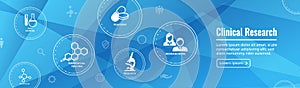 Medical Healthcare Icons with People Charting Disease / Scientific Discovery Web Header Banner photo