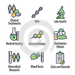 Medical Healthcare Icons - People Charting Disease or Scientific Discovery New Employee Hiring Process icon set