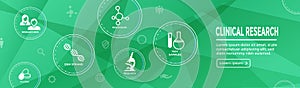 Medical Healthcare Icons with People Charting Disease / Scientific Discovery Web Header Banner