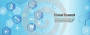 Medical Healthcare Icons with People Charting Disease / Scientific Discovery Web Header Banner