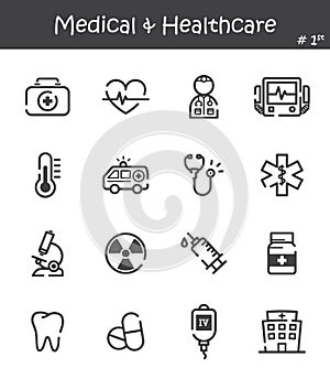 Medical and Healthcare line icon set 1