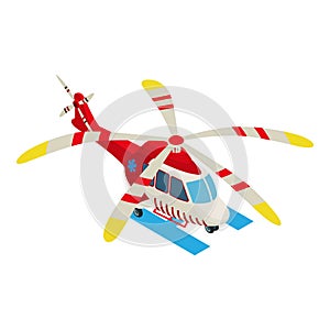 Medical helicopter icon isometric vector. Helicopter ambulance evacuation