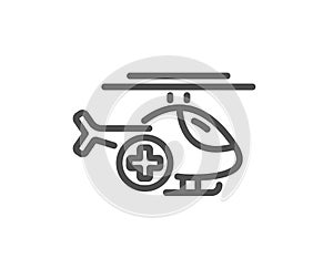 Medical helicopter line icon. Emergency sky transport sign. Vector