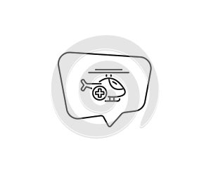 Medical helicopter line icon. Emergency sky transport sign. Vector