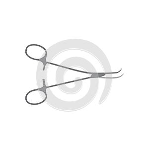 Medical hemostatic clamp, vector illustration