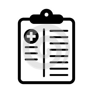 Medical history and Medical services Icon. Health care clipboard icon. Medical card icon.