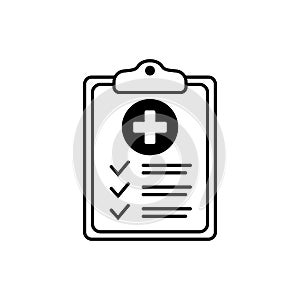 Medical history outline icon, Medical record line icon, medical report line icon, vector isolated illustration.