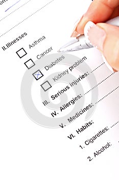 Medical history questionaire