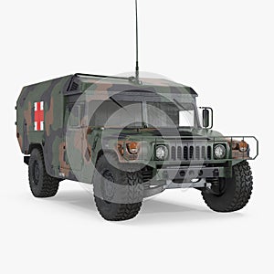 Medical HMMWV Military Hummer on white. 3D illustration