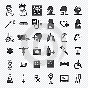 Medical and hospital icons set