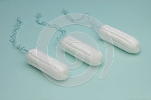 Medical hygiene conception. Menstruation cotton tampon for woman hygiene protection. Soft tender protection for woman critical day