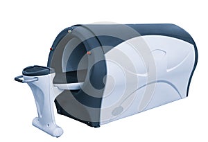 Medical hyperbaric single pressure on white background chamber.