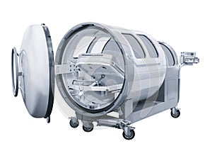 Medical hyperbaric single pressure on white background chamber
