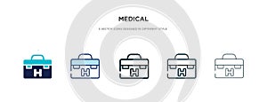 Medical icon in different style vector illustration. two colored and black medical vector icons designed in filled, outline, line