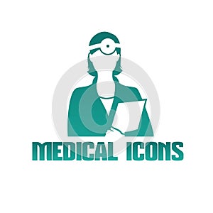 Medical icon with doctor otolaryngologist