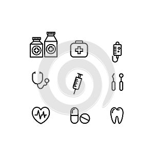 Medical icon set, Doctor\'s or nurses\'s health care-service icons simple vector style clip arts