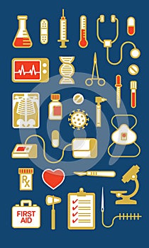 Set of Medical Icons or illustrations.
