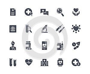 Medical icons black vector set